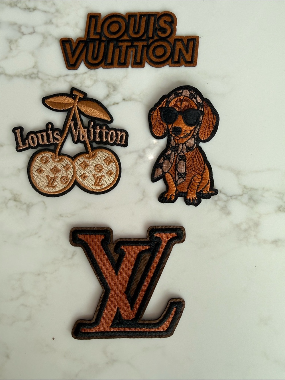 Hand Crafted Tan & Black Embroidered Iron on Patches